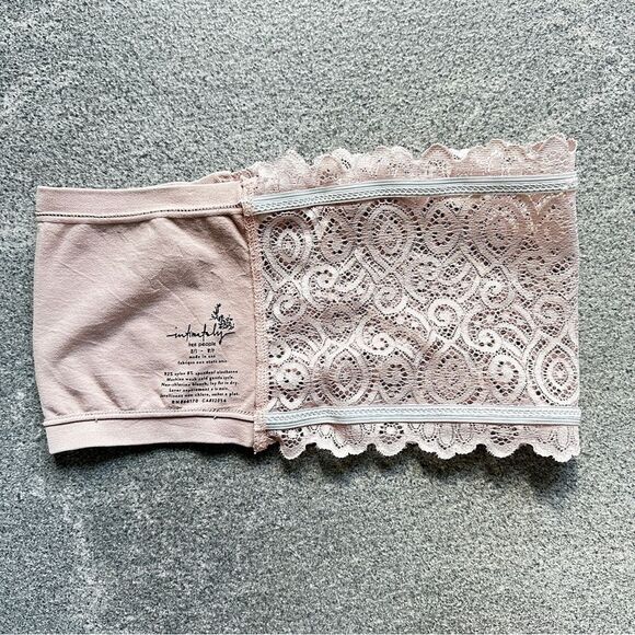 NWOT Free People Seamless & Lace Bandeau Bra Wear 2 Ways Blush Pink XS/S - Picture 5 of 9